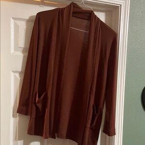 Brown Open Front Cardigan